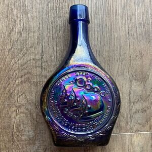 Wheaton Glass Apollo 11 Moon Landing Blue Carnival Iridescent Bottle 1969 VTG